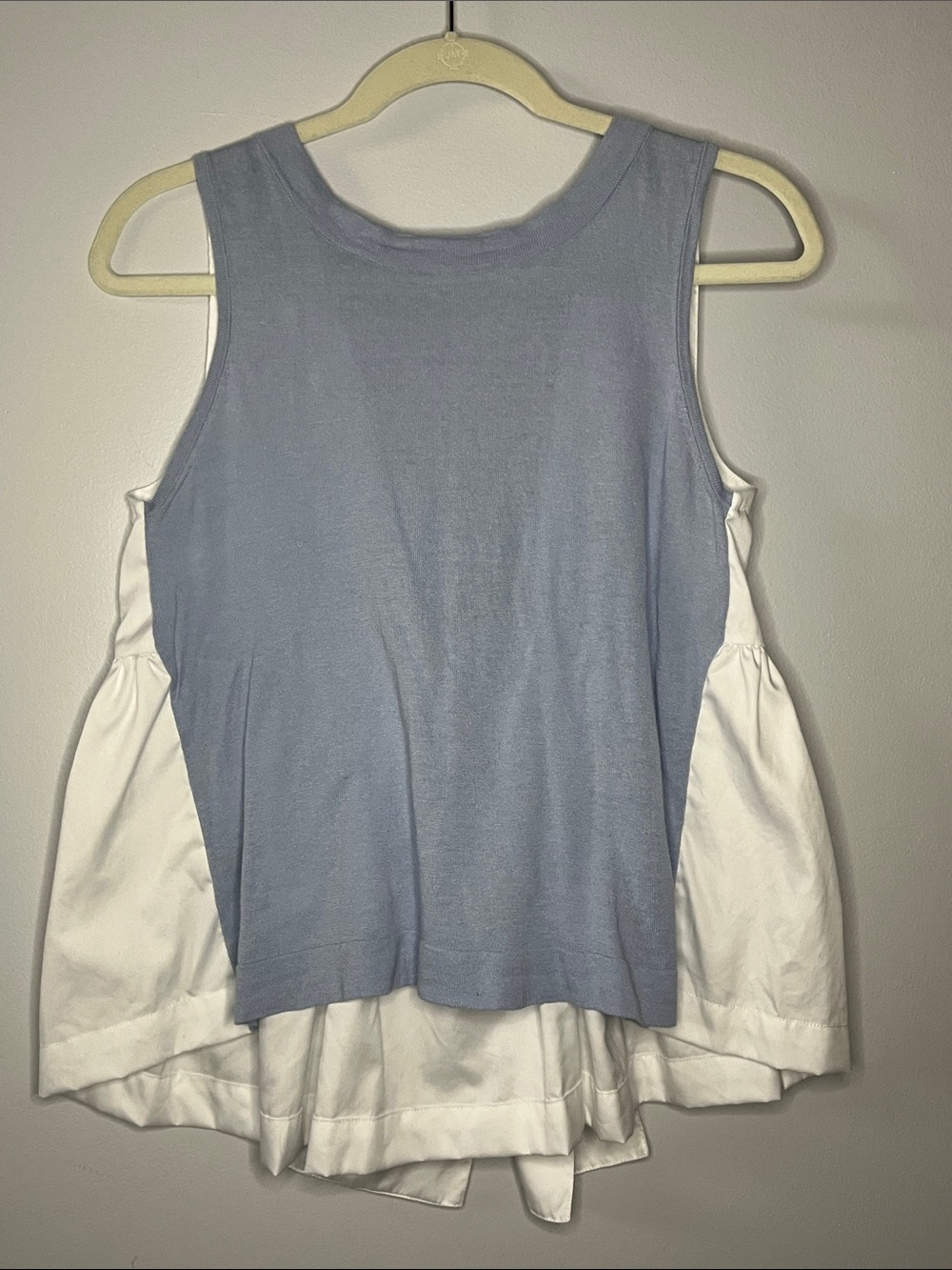 Cortland Park xs women’s white blue nautical cotton linen tank top blouse